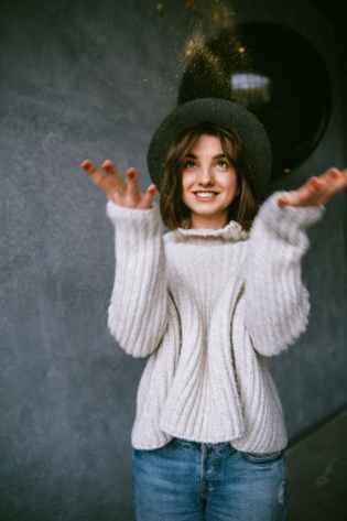 woman throwing confetti