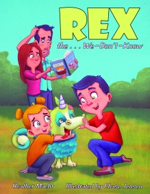 cover of book with family of 4 and Rex