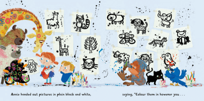 spread with black and white pictures